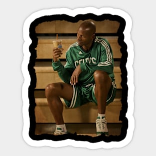 Ray Allen Sitting with an iced coffee Sticker